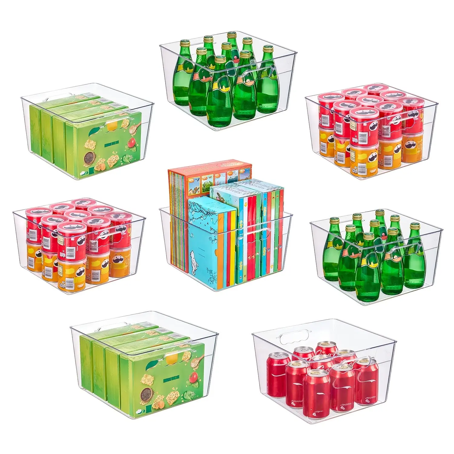 Large Acrylic Storage Box, 11x11 Inch Square Transparent Organizer with Handle, Clear Plastic Containers, Ideal for Office, Kitchen, Closet, Desk, Drawer, Home Organization
