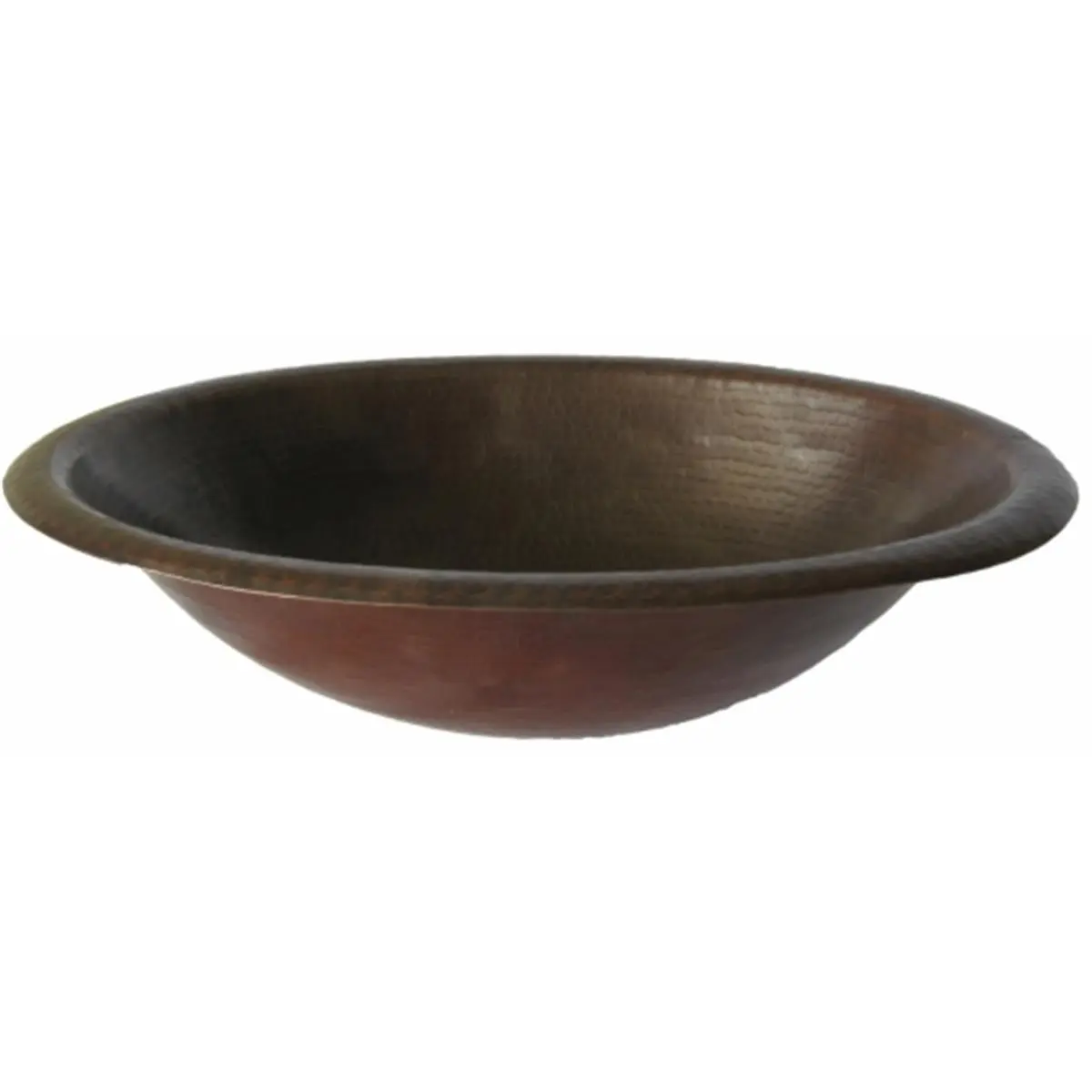 212 MAIN Novatto TCU-003AN CORDOBA Hand-Hammered Rolled Oval Drop-In Copper Bathroom Sink, Antique Antigua Finish, 19-in Width