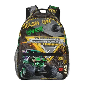 Monster Jam large-capacity travel backpack for school and daily commuting, cartoon casual anti-theft book bag, gift for women and men