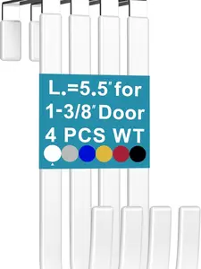 Over The Door Hooks 4 Pcs L=5.5" Fit 1 3/8" Door White Plastic Coating for Hanging Towel Robe Hanger for Bathroom Dorm Room Bunk Bed Wreath Ironing Board Holder Cute Thin Single Heavy Duty