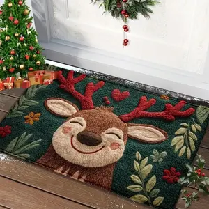 Christmas Door Mat Red Santa Claus Outdoor and indoor Gingerbread Man Carpet  Ne