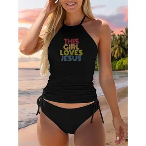 This Girl Loves Jesus retro 70s vintage Two Piece Swimsuit