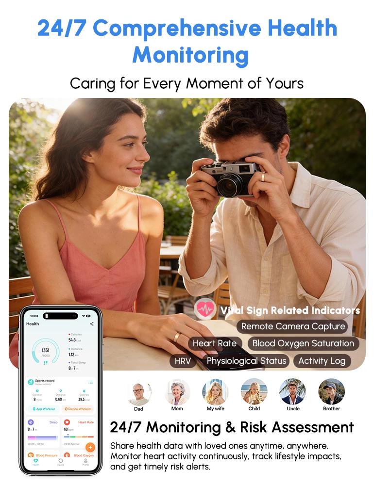 2026 Upgraded Smart Health Ring for Women Men,Fitness Tracker with Heart Rate, Blood Oxygen, Blood Pressure, Sleep Monitoring, Step Counting, IP68 Waterproof for iOS and Android, No APP Fee, Mother's Day Gift
