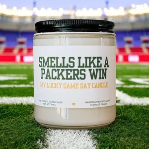 Smells Like a Packers Win Candle - Funny Football Candle for Packers Fans, Football Sunday Gift for Him, Lucky Game Day Decor