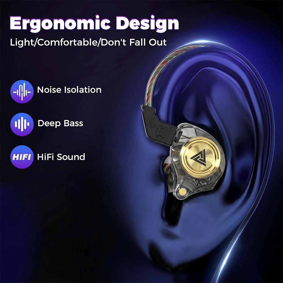 Wired Gaming Earbuds, Ak3file in Ear Monitors, Deep Bass Sound Wired Earbuds, HiFi in Ear Headphones with 1DD 10mm Dynamic Driver, IEM for Music Gaming Video Calling