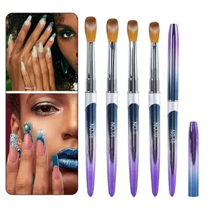 4 pieces of colorful metal rod nail brushes with crystal carved extension pens, good brush feel and smooth brush quality, high-end boxed nail brushes for manicurists and home users