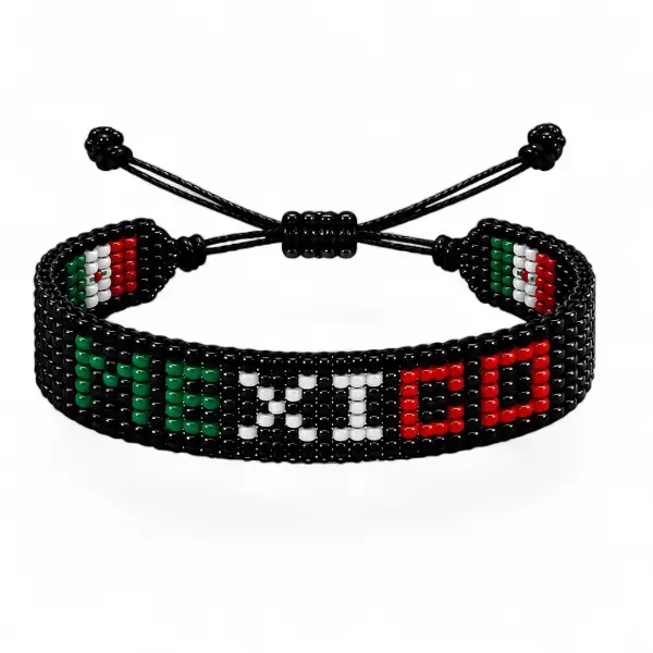 Mexican Flag Bracelet - Mexican Patriotic Bracelet for Men and Women, Tricolor Pride Jewelry Style Originality