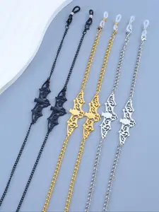 Metal Bat Sunglasses Chain, Anti-Slip Gothic Decorative Eyewear Accessory, Suitable for Halloween & Daily Use, Unisex Design