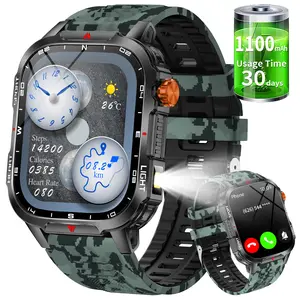 Outdoor Adventure Smartwatch with IP68 Waterproof, Heart Rate & Sleep Monitoring, Bluetooth-compatible Connection, 100+ Sports Modes