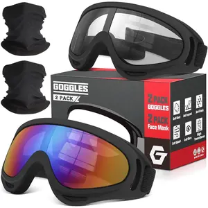 2 Pack  Goggles with 2  Gaiters, UV400 Protection Dirt  Motorbike Motocross ATV Skiing Goggles