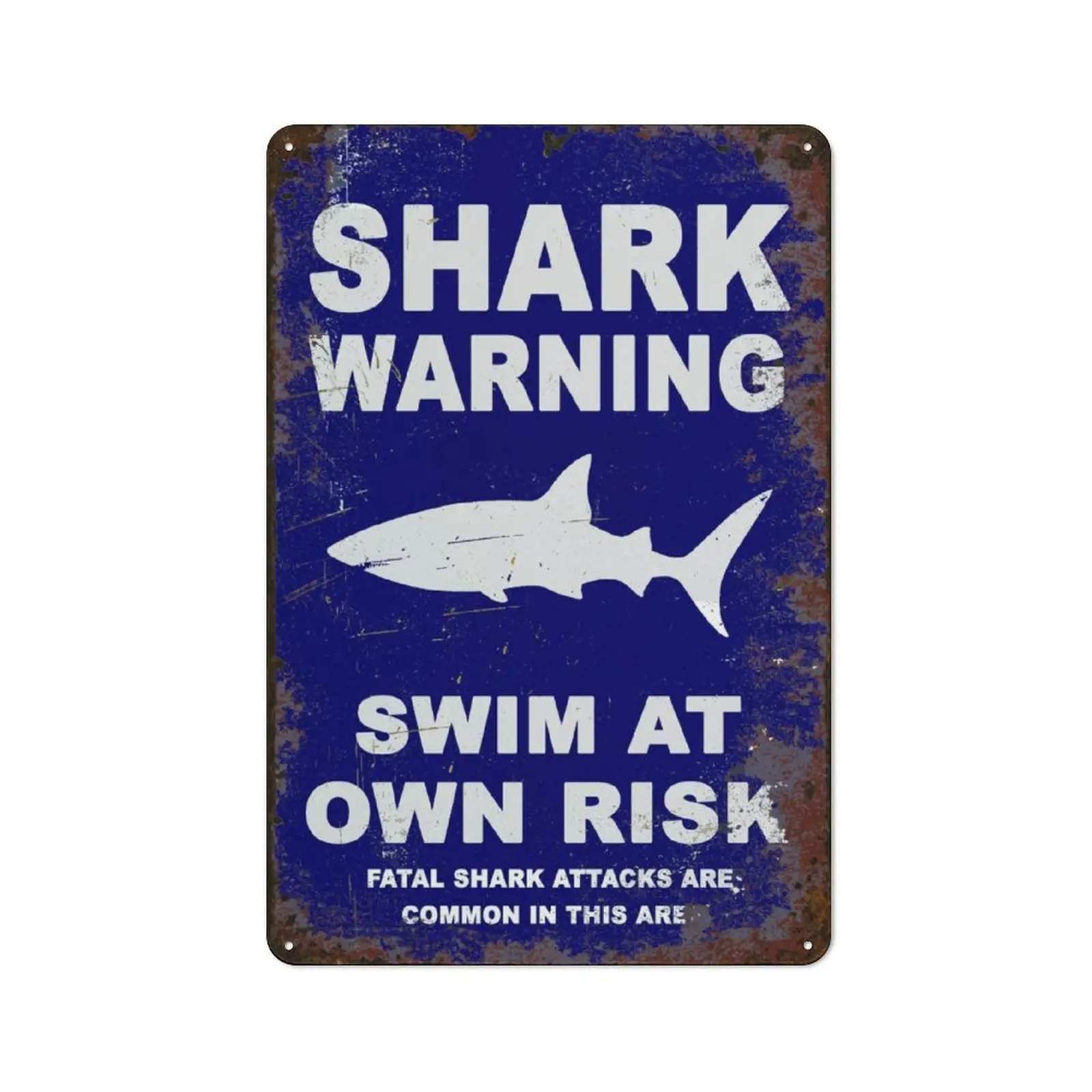 Metal Wall Sign - Swim at Own Risk Signage, Marine Enthusiasts Gift