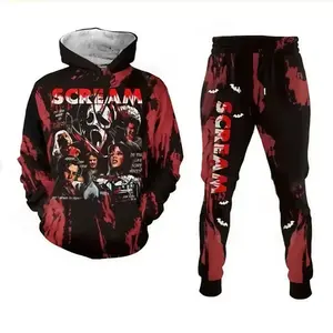 Halloween Ghostface 3D Hoodie Joggers Set, Gifts for Horror Movie Fan