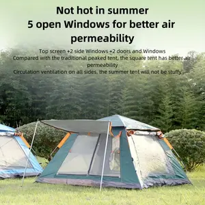 Fully Automatic Quick Opening Camping Tent, Dual Doors And Windows For Superior Ventilation, Waterproof Windproof Tent, Lightweight And Portable, 2-3 Person/3-4 Person, Ideal For Outdoor Camping, Hunting, Hiking, Mountaineering, And Travel