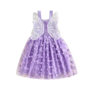 Canrulo Toddler Baby Girl Butterfly Wings Dress Princess Sleeveless Tulle Butterfly Wing Skirt Birthday Party Tutu Dress