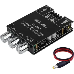 ZK-TB21 2.1   5.0 Amplifier Board 200W HiFi Subwoofer Audio AMP with Treble and Bass Control BT and AUX Inputs, DC 9-24V 2.0  Stereo AMP Module for DIY Speakers