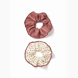 Cider 2 PCS POLKA DOT & GINGHAM SCRUNCHIE SET