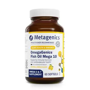 Metagenics OmegaGenics Mega 10 Omega Supplement- with Omega-7, 330 mg EPA & 170 mg DHA for Heart Health- Sustainably Sourced & No Fishy Aftertaste - Non-GMO & Gluten-Free - 60 Softgels