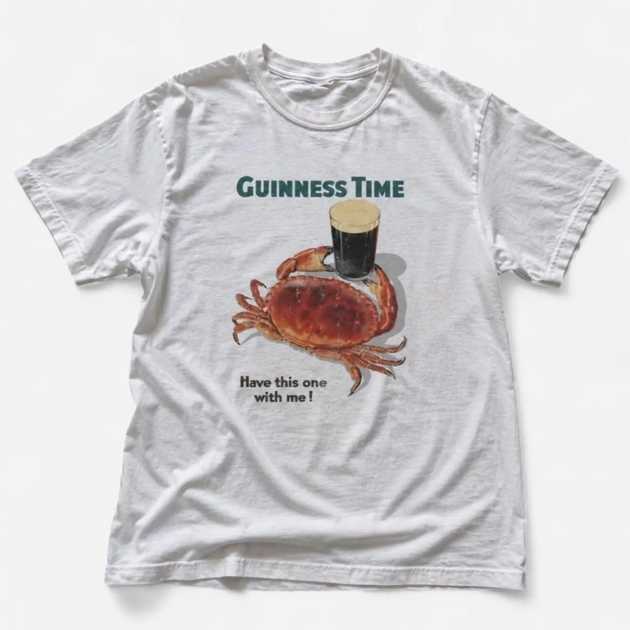 Guinness T-shirt Vintage Guinness Time Crab Stout Beer Pint Graphic Tee, Retro Irish Pub Humor Shirt, Loose Fit Unisex Top
