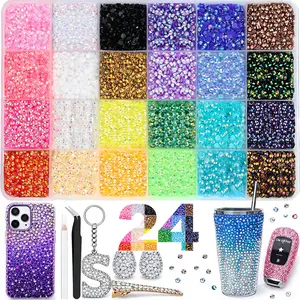 32000Pcs Resin Rhinestones for Crafting, Multicolor Flatback Gems for Bedazzling Clothing, Shoes, Tumblers & Nails, Bulk Bedazzler Kit with Tools & Tweezers, Shimmering Colorful Mixed Rhinestones