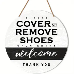 Entryway Shoe Removal Sign, Home Hall Decorative Wall Hanging, Remove Shoes Upon Entry, 9.2x9.2 Inch Size, Door Decoration, Home Decor Products