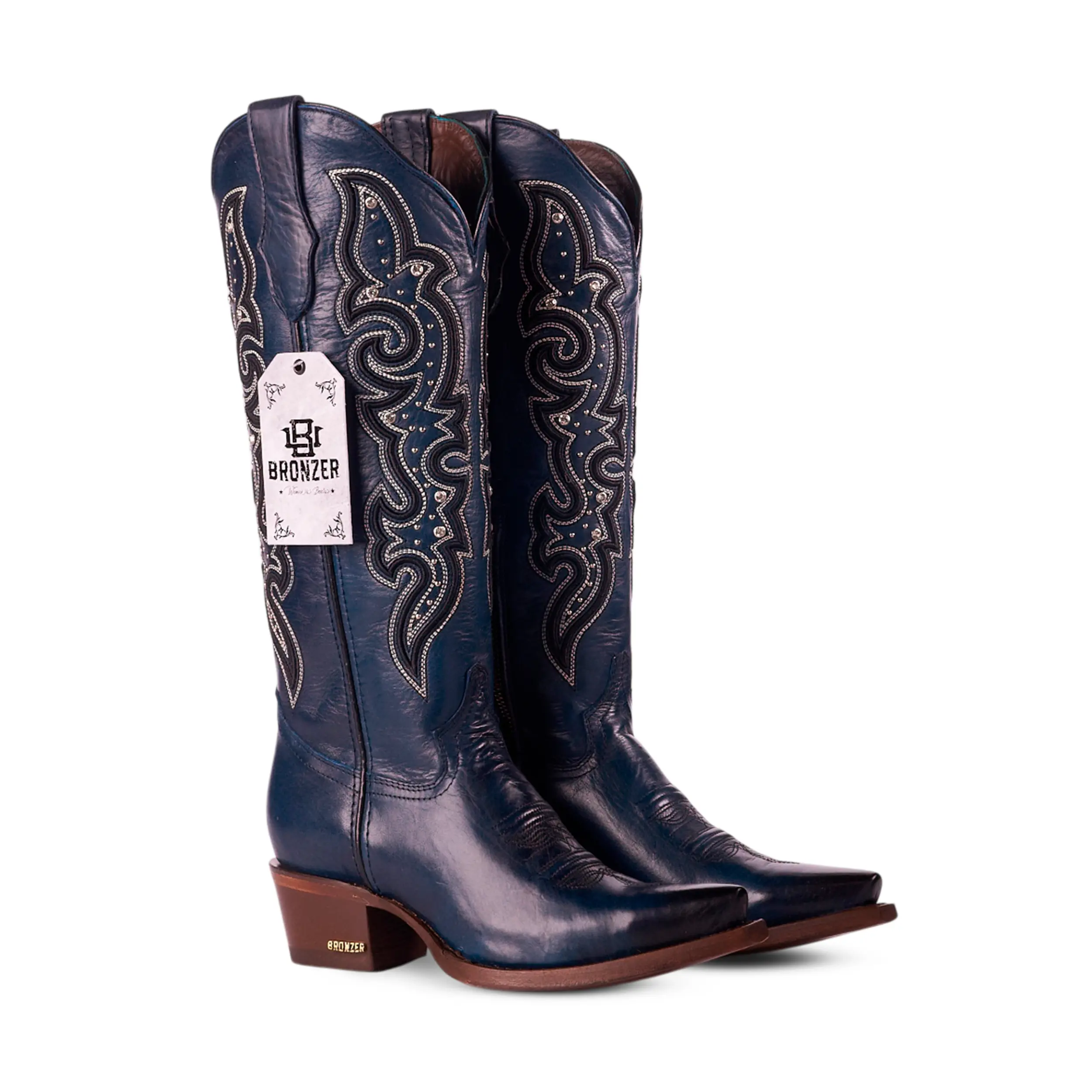 Valiria WR Navy Cristal – Genuine Leather Cowboy Boot for Women | Marie RT Last | Leather Sole