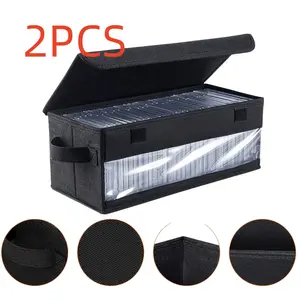 CD Storage Bags, Clear PVC Plastic CD Case Holder with Handles, Media Organizer Box for Albums, Hold up to 150 Pcs CDs (50 Each), 2 Pack