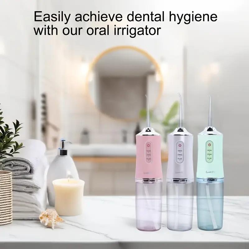 Four different heads, electric water flosser, smart chip precise pressure control 360 degree rotating nozle oral irrigator deep cleaning teeth and gum