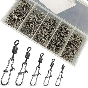 Delysia King 100/200pcs Set of Fishing Swivels Snap Connector Rotating Interlock Pin Fast Rolling Rotating Hook Bait Carp Fishing Accessories