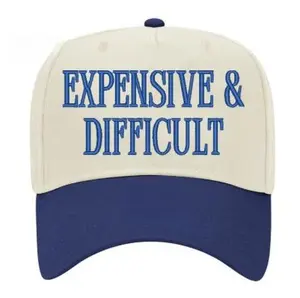Expensive & Difficult Serif Vintage Trucker Hat - Funny Premium Snapback Baseball Cap for Men & Women - Soft Fabric, Adjustable Fit, 5-Panel Design
