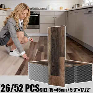 26/52 Piece Vintage Luxury Self-Adhesive Floor Tiles, 3D Wood Grain Design, Vinyl Plank, DIY Ground Renovation, Suitable for Living Room, Bedroom, Kitchen, Bathroom
