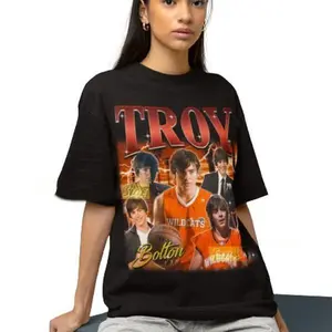 Zac Efron Shirts Troy Bolton Inspired Tshirt All Seasons Fitted Short Sleeve Graphic Top for Womenswear