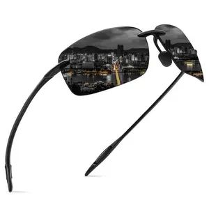 Unisex Lightweight Polarized Sports Sunglasses 2025 Summer Rectangular Tr90 Rimless Frame Running Fishing Baseball Tennis Driving Travel Glasses