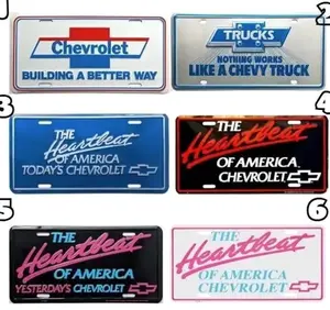 Chevrolet Heartbeat License Plate Collection – Retro Car Tag Set, Vintage GM Truck Accessories, Gift for Him – Lightweight Aluminum, Easy Install