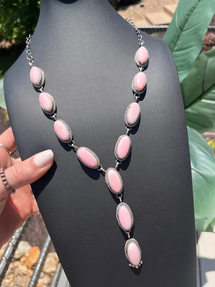Freda Martinez - Pink Conch Marilyn Lariat Necklace