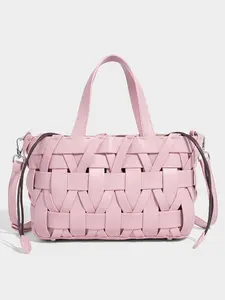 Women's Fashion New Basket Bag, Leather Woven Handbag, Leather Shoulder Bags, Shoulder Crossbody Bag, Large Capacity Commuter Bag, Mother's Day Gift