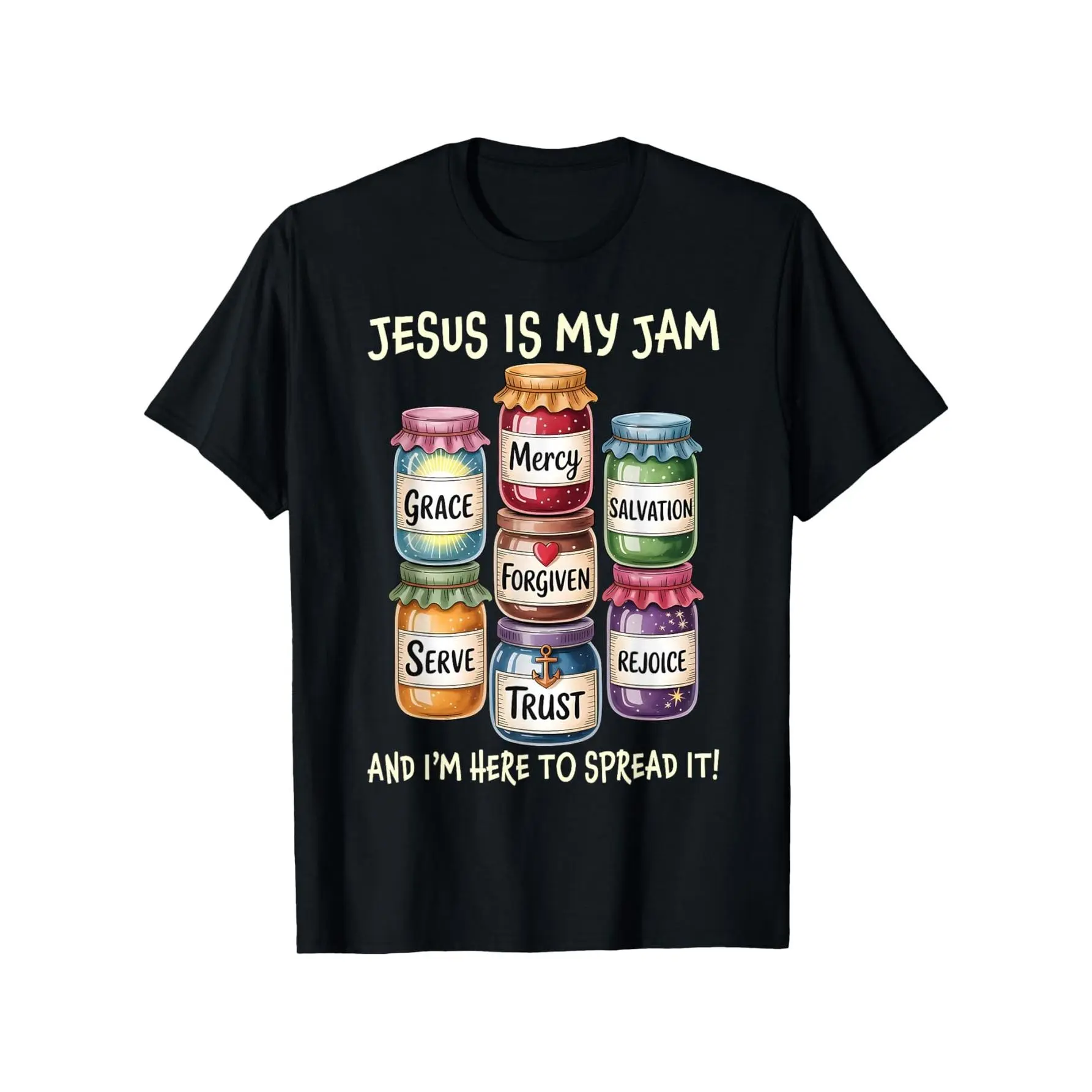Men's Classic Casual Vintage "Jesus Is My Jam" Graphic T-Shirt - 100% Thick Breathable Cotton, Round Neck, Relaxed Fit Menswear Streetwear Top, Foldable Design