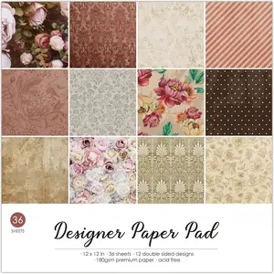 Flora 12x12 in Double Sided Paper Pad Pack Scrapbook Cardstock Decorative Paper - 36 Sheets - for Card Making Journaling Planner Origami Decopage Decorative Scrapbooking Supplies