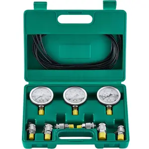VEVOR Hydraulic Pressure Test Kit, 250/400/600bar, 3 Gauges 6 Test Couplings 3 Test Hoses, Excavator Hydraulic Test Gauge Set with Portable Carrying Case for Excavator Tractors Construction Machinery