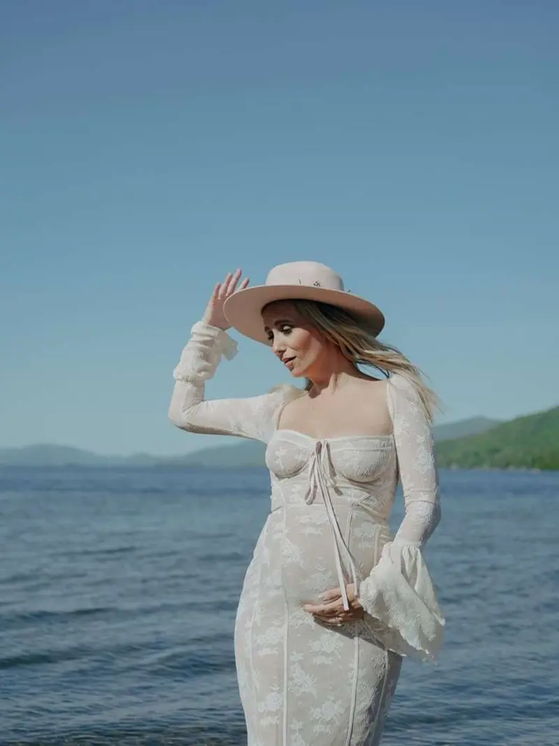 White Lace Corset Square Neck Flare Sleeve Off Shoulder Bodycon Elegant Cocktail Party Maternity Photoshoot Baby Shower Maxi Dress Maternity Clothing