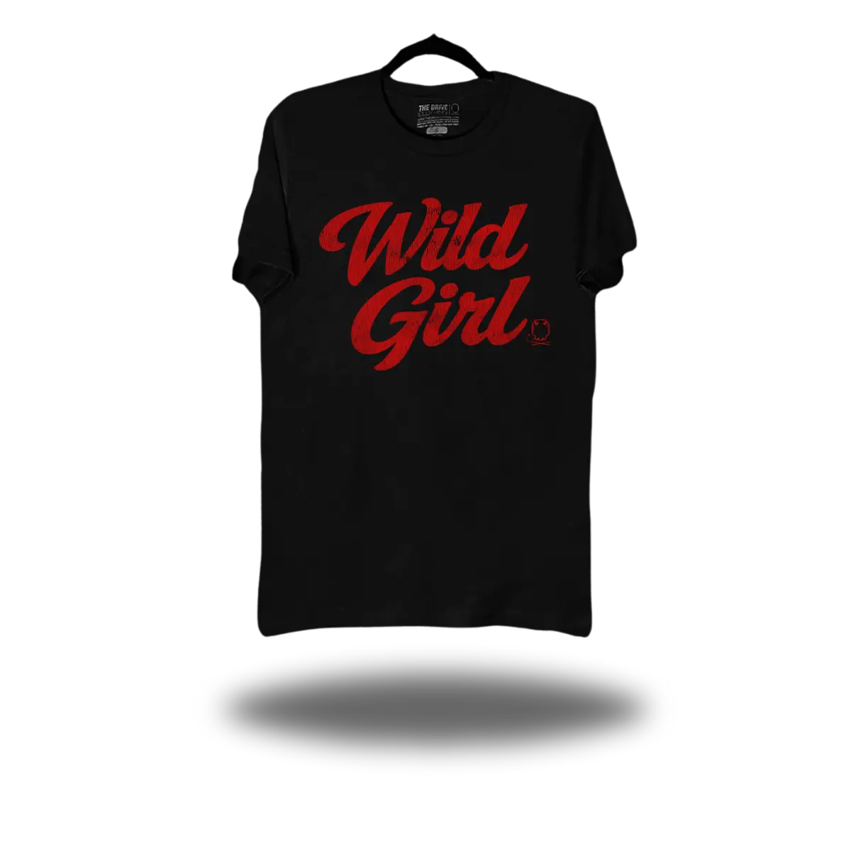THEDRIVE CLOTHING WILD GIRL classic tee Vintage Graphic T-Shirt - Black Unisex Ring-Spun Cotton Shirt, White Faded Print, Casual Streetwear, Everyday Comfort And Retro Style