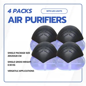 4 Packs Air Purifiers with LED Lights for Bedroom, Humidifier Room Appliances, Water Filter Air Purifier for Home, Aroma Diffuser with LED Lights