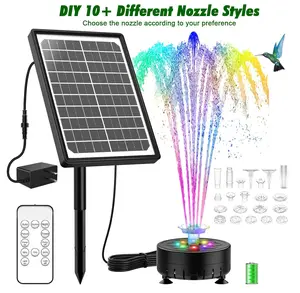 AISITIN 10W Rechargeable Solar Fountain Pump with Remote Control, LED Colorful Lights & 4400mAh Battery - Craft Exquisite Water Features for Bird Bath, Pond, Fish Tank, Garden Delight