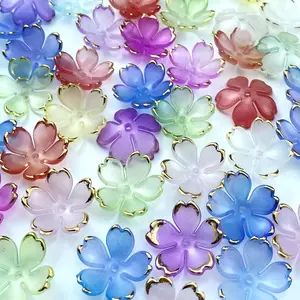 120 count  Flower Beads Gradient Spacer Flower Beads Cherry Blossom -Plated Colorful Flower Bead End Caps for  Making Bracelet Necklace Earrings(Mixed Color)