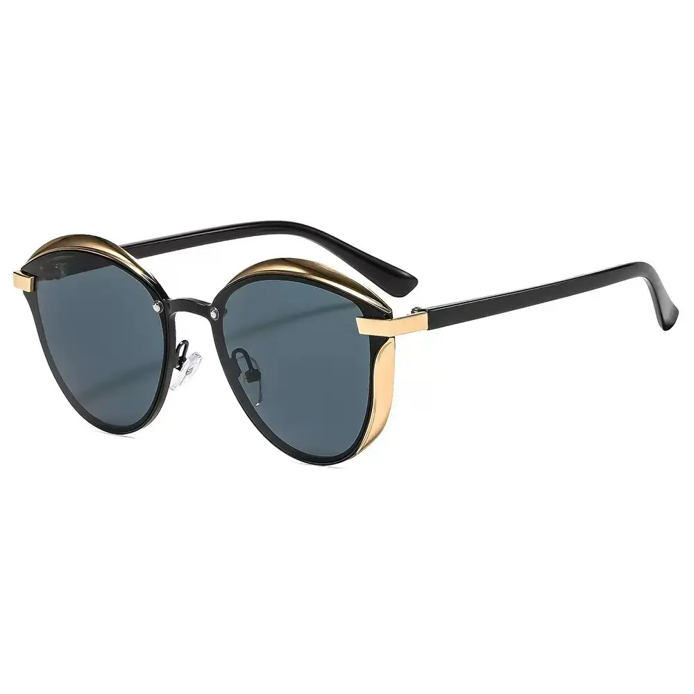 Women’s Trendy Oversized Cat Eye Sunglasses Vintage Fashion Gold Detail UV Protection Glasses