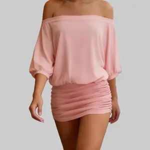 Women’s Trendy Off-Shoulder Ruched Party Dress Lightweight Comfortable Mini Dress for Women Bodycon Sexy  Fit
