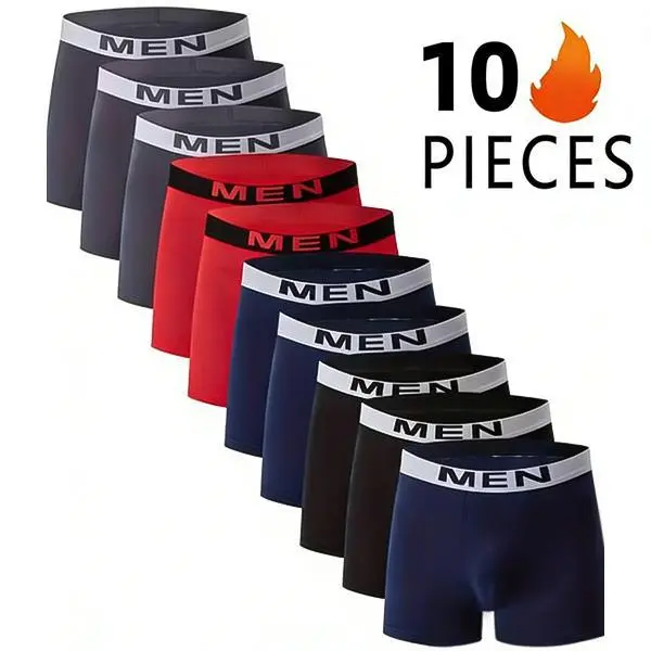 Men's 10-Pack Boxer Briefs, Seamless Soft Breathable Workout Underwear for Daily Wear & Activewear, Sportswear