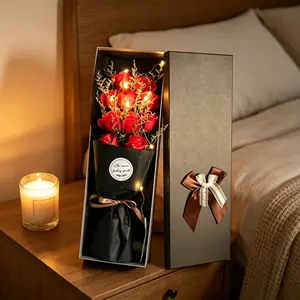 Forever Rose Bouquet with LED Lights - Scented Soap Flower Gift Box for Her |   Romantic Birthday, Anniversary & Valentine's Day Present