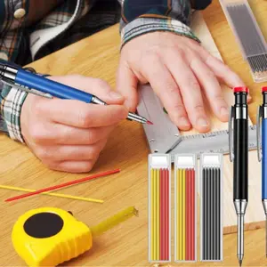 New Metal Deep Hole Woodworking Pencil, Deep Hole Marking Pen, Drawing Note Number Graphite Mine Pen Core Mini Type, Woodworking Pencil + 2 Boxes, Woodworking Tools