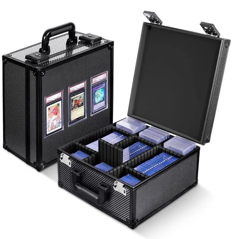 Premium Trading Card Storage Case with TSA Locks – Fits PSA, CGC, BGS Slabs & Toploaders adjustable spacing, front graded card display built in