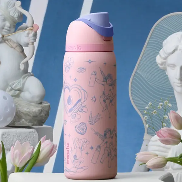 New Owala 32 oz. FreeSip Water Bottle - Shot to the Heart!  Limited Edition Stainless Steel Insulated Travel Cup for Hot & Cold Drinks